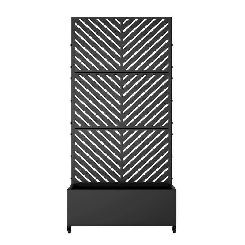 Metal Movable Planter Box with Trellis Privacy Screen Planter Box with Lockable Wheels