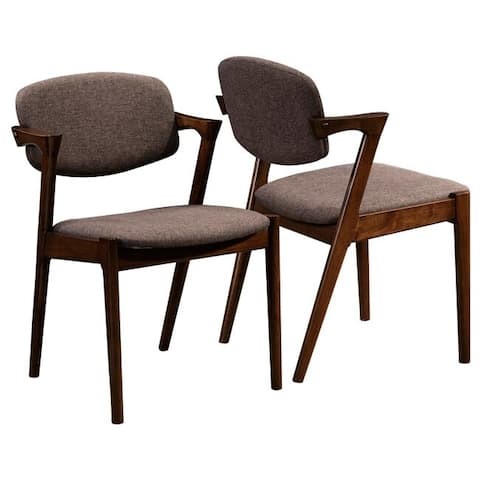 Romm Mid-Century Modern Grey Upholstered Dining Chairs (Set of 2)