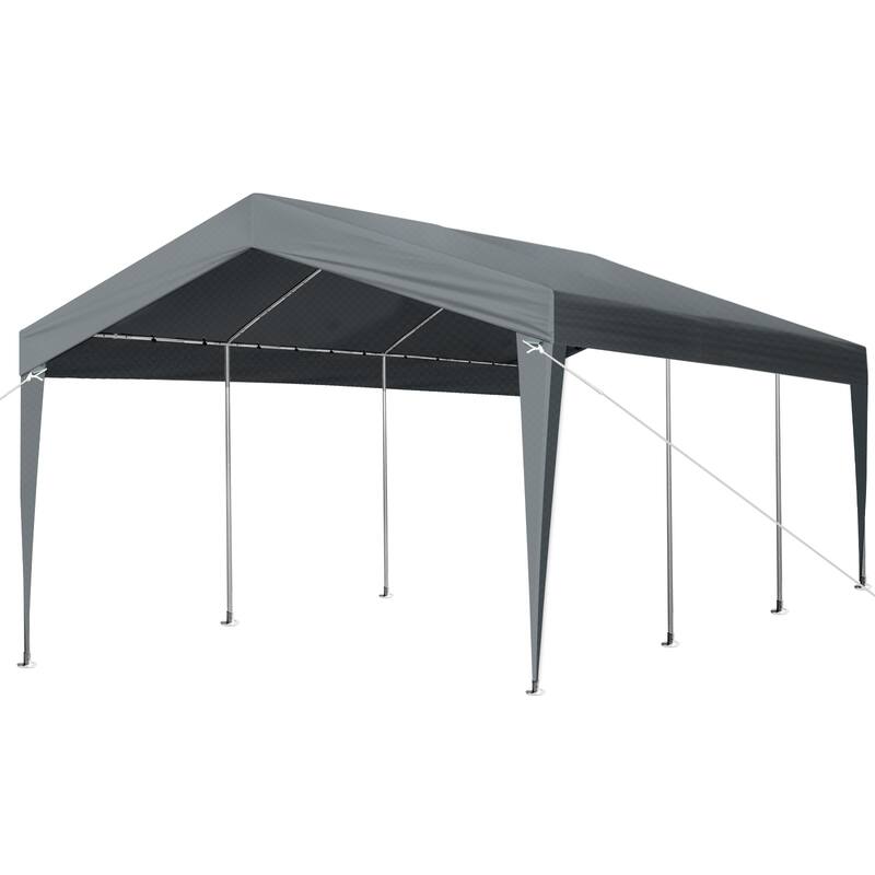 12ft by 20ft Car Canopy with Steel Frame and UV Resistant PE Fabric for Vehicle Storage Outdoor Protection - 12*20 FT