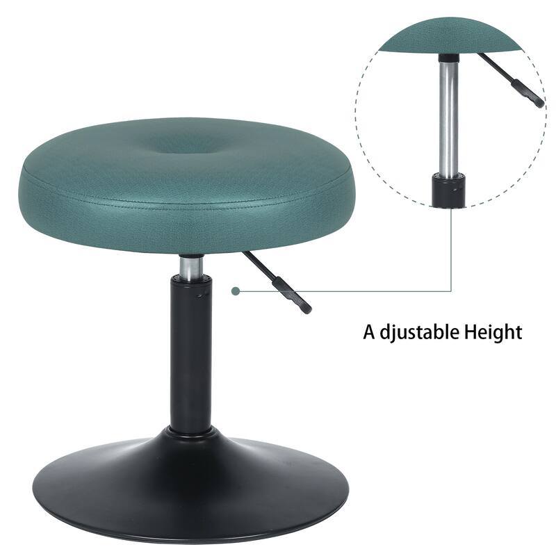 Adeco Makeup Vanity Stool Chair Round Ottoman Swivel Adjustable