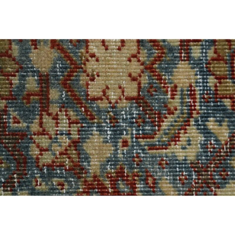 Hand Knotted Oriental 100% Wool Carpet Traditional Floral Navy Blue & Blues Tabriz Area Rug - 12' 10'' X 10' 0''