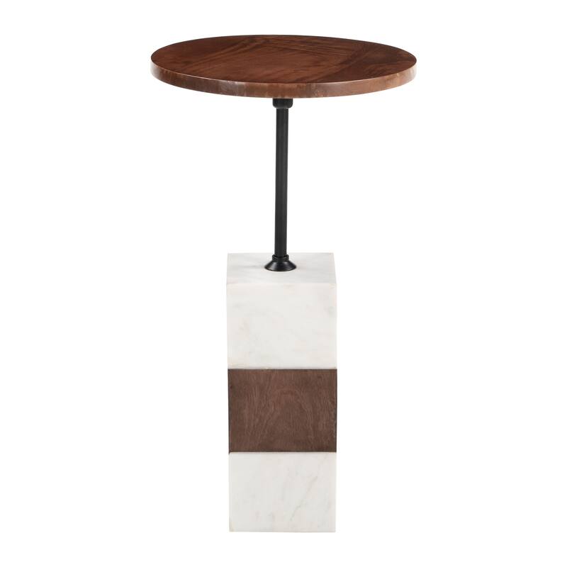 Stuk Side Table Brown & White