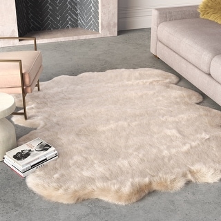 Beige Faux Fur Area Rug - 2