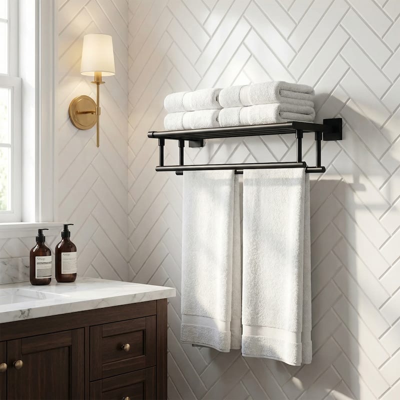WOWOW Two Towel Holders Wall mounted Towel Rack