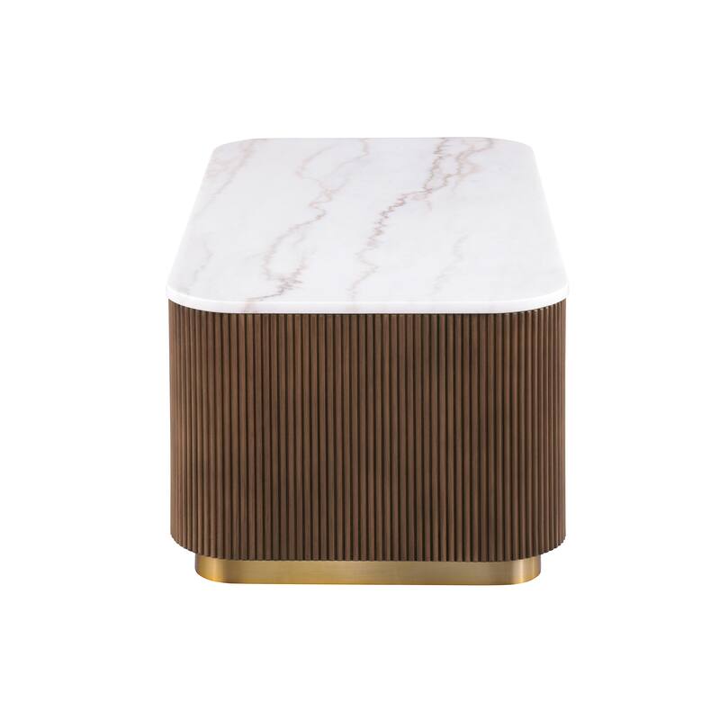 Furniture of America Torin Modern Genuine Marble Top Rectangle Coffee Table