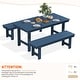 preview thumbnail 24 of 58, 3-Piece HDPE Outdoor Dining Set with Umbrella Hole Table and Two 2-Person Benches