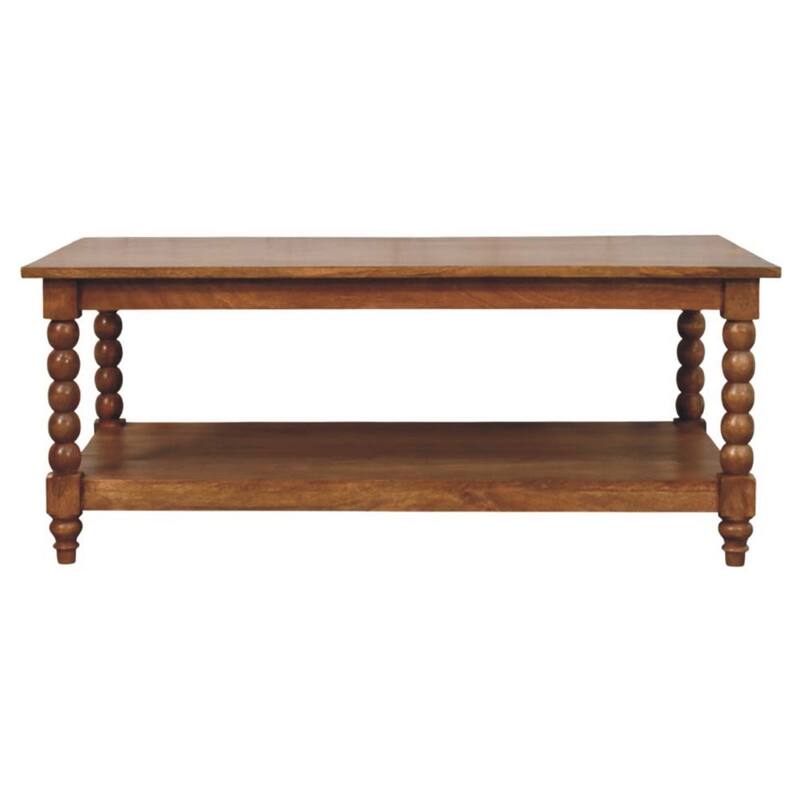 Artisan Furniture Solid Wood Spindle Coffee Table with Open Shelf , Brown