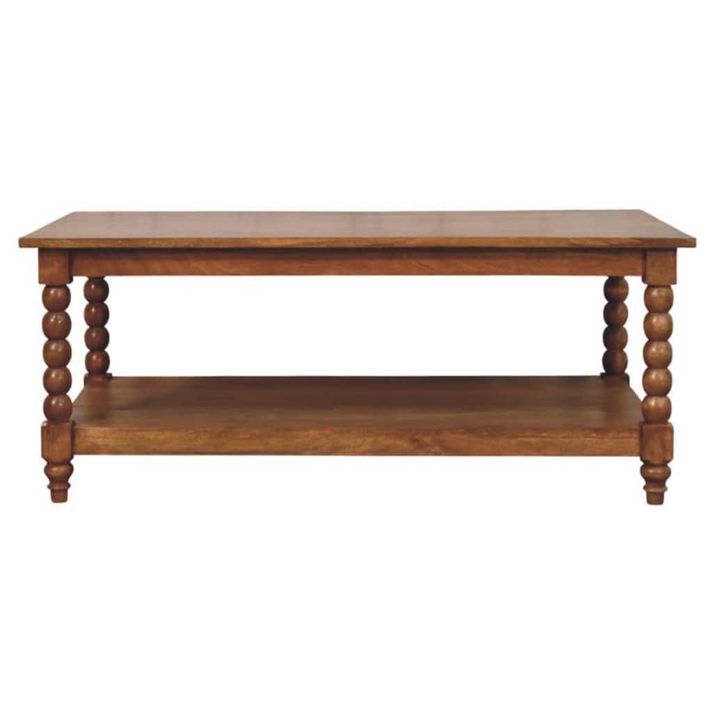 Artisan Furniture Solid Wood Spindle Coffee Table with Open Shelf , Brown
