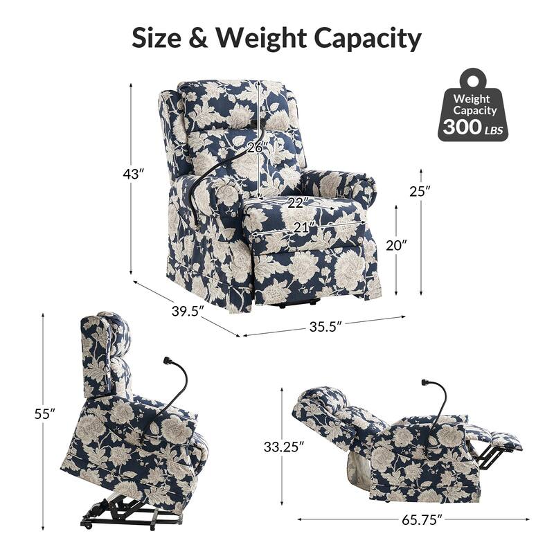 Billy Traditional Lift Assist Power Recliner With Massage Heat And Manual Headrest by HULALA HOME