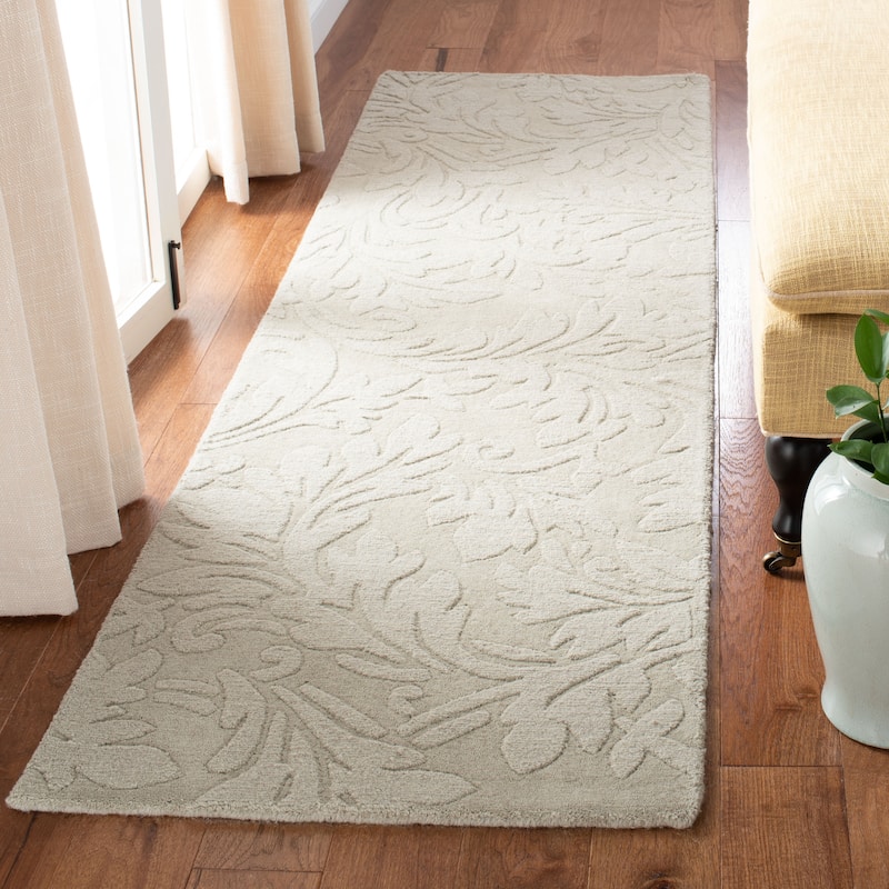 SAFAVIEH Handmade Impressions Zornitza Modern Scrolls Wool Rug - 2'3" x 12' Runner - Sage