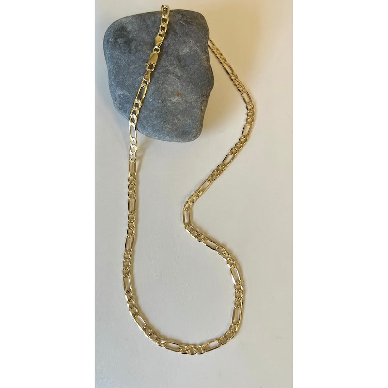 Roberto Martinez Gold Plated Silver 6 mm Figaro Pave Chain (18"-26")