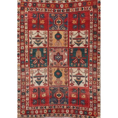Distressed Bakhtiari Persian Vintage Rug Handmade Wool Carpet - 4'8" x 6'5"
