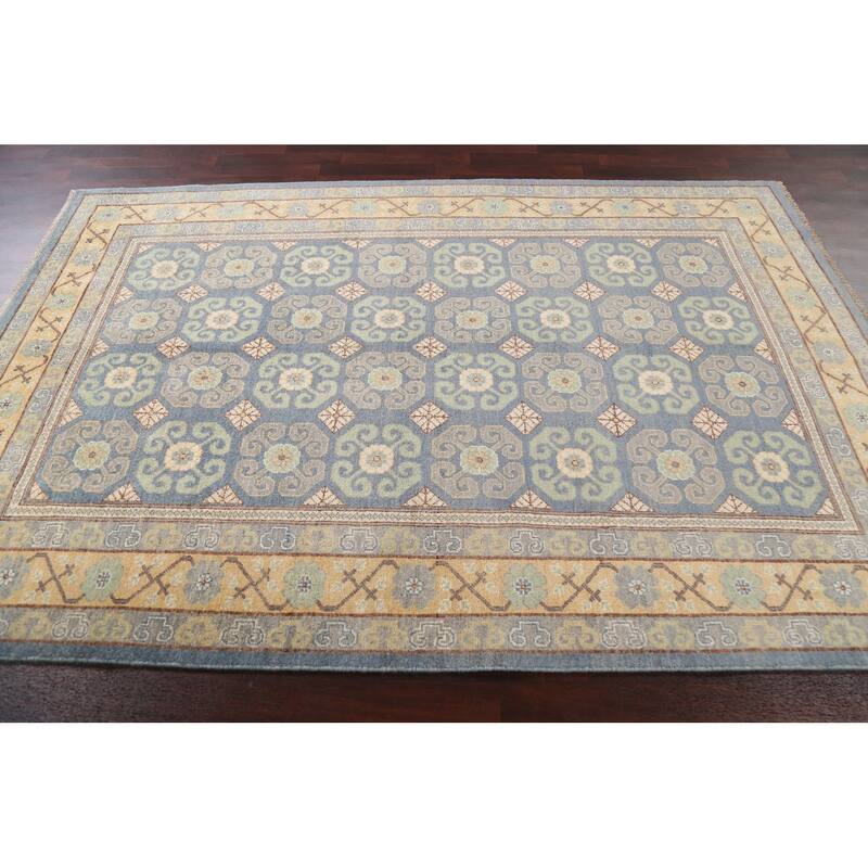 Vegetable Dye Geometric Khotan Home Decor Area Rug Wool Hand-knotted - 5'8" x 8'7"
