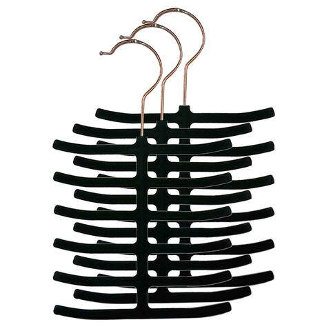 Home Basics Black 6 Tier Non-Slip Velvet Tie Hanger - 0.25" x 10" x 6.5"