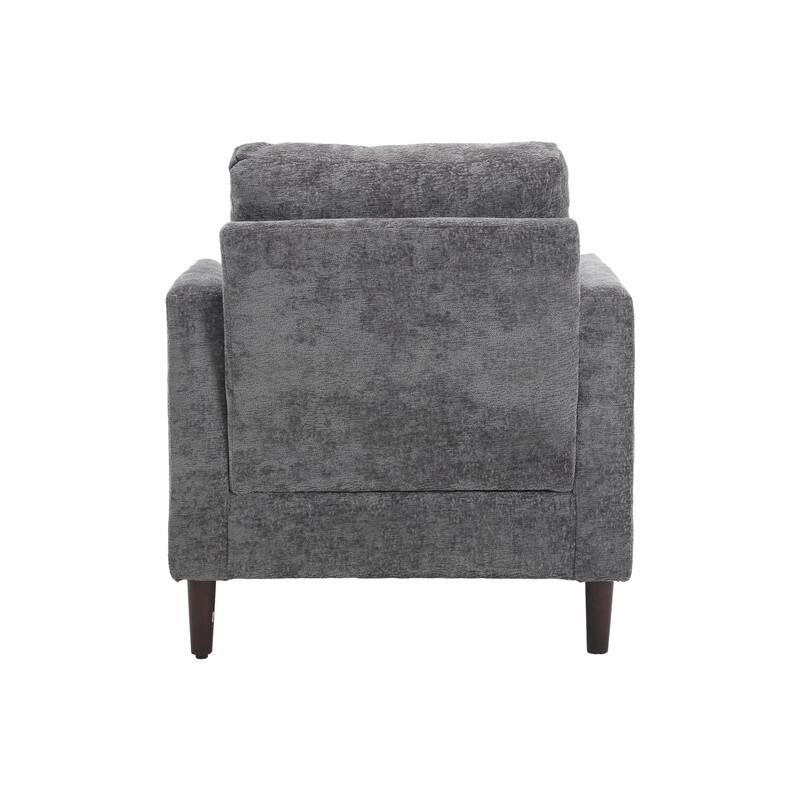 Mid Century Modern Chenille Fabric Armchair with Solid Wood Frame