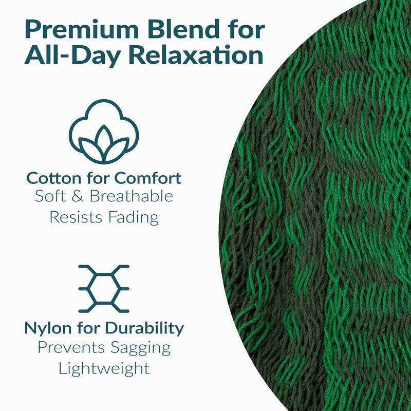 Mayan Family Hammock XXL Blue Handwoven Thick Cord - 880-lb. Capacity