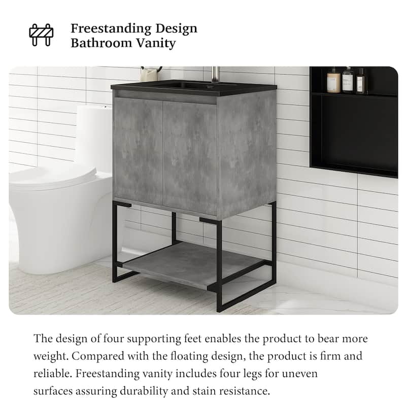 24-inch Freestanding Bath Vanity with White Cultured Mable Top