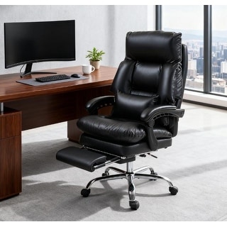 Overstuffed Office Chair, High Back Desk Chair with Foot Rest - Bed Bath & Beyond - 43534613