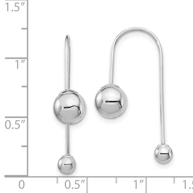 Curata 14k White Gold Bead With Screw End Threader Earrings - 29.7mm long