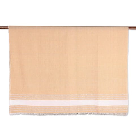 NOVICA Stylish Stripes in Buff, Cotton sarong