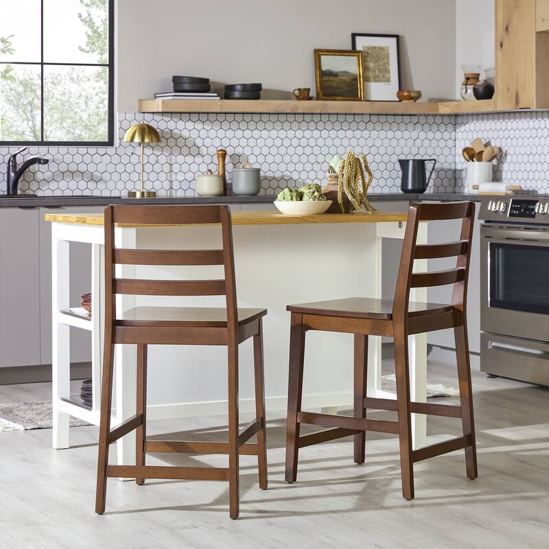 Middlebrook Designs Solid Wood Ladder Back Counter Stool (Set of 2)