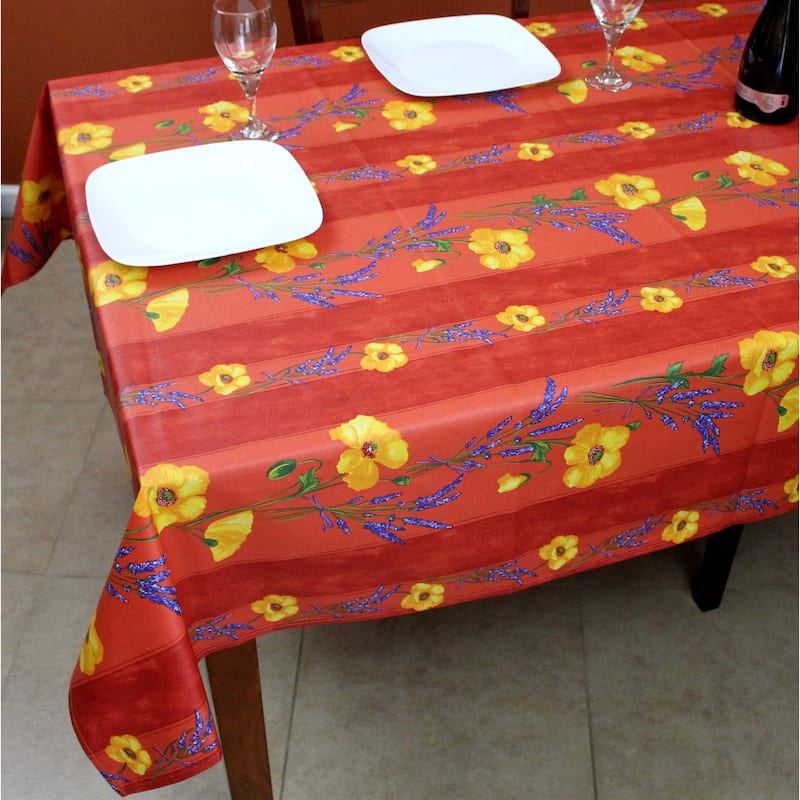 Wipeable Spill Resistant Provencal Cotton Cannes Collection Tablecloth