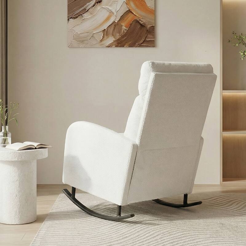 Set of 2 Rocking Chairs, Upholstered Nursery Glider Rocker, Recliner Armchair with Side Pocket for Living Room Bedroom