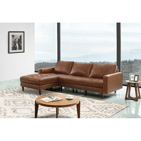 Abbyson Holloway Mid-century Top-grain Leather Sectional. Opens flyout.