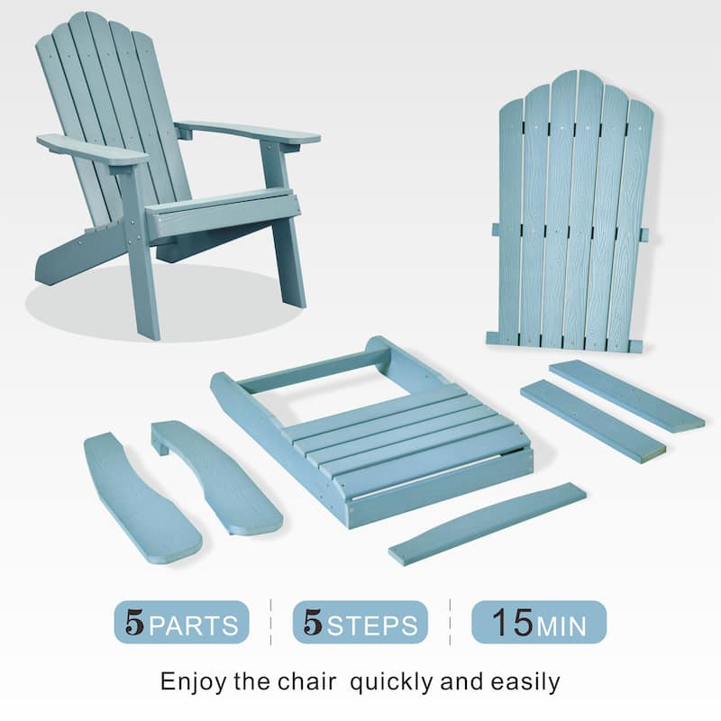 OVIOS Plastic Wood Adirondack Outdoor Patio Chair Set of 2