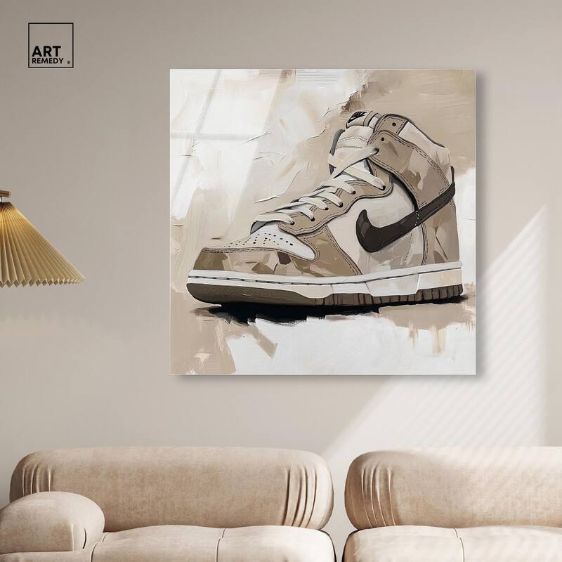 Light Tans Sneaker Acrylic by Art Remedy, Ready to Hang