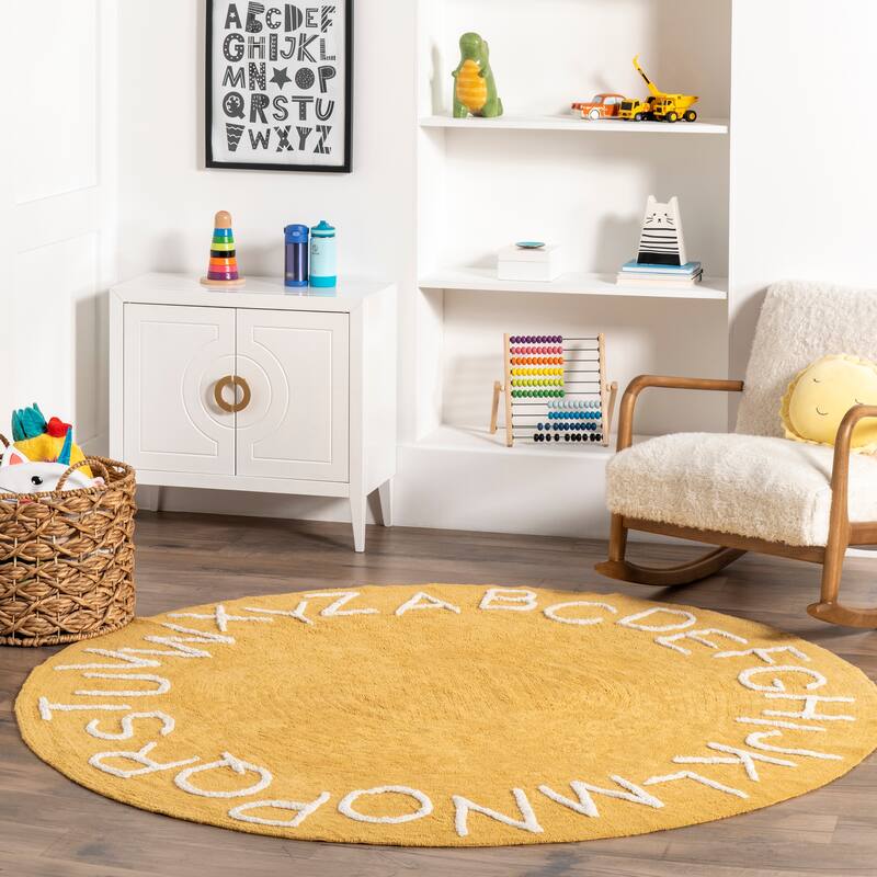 Nuloom Alphabet SpinClean Washable Round Rug