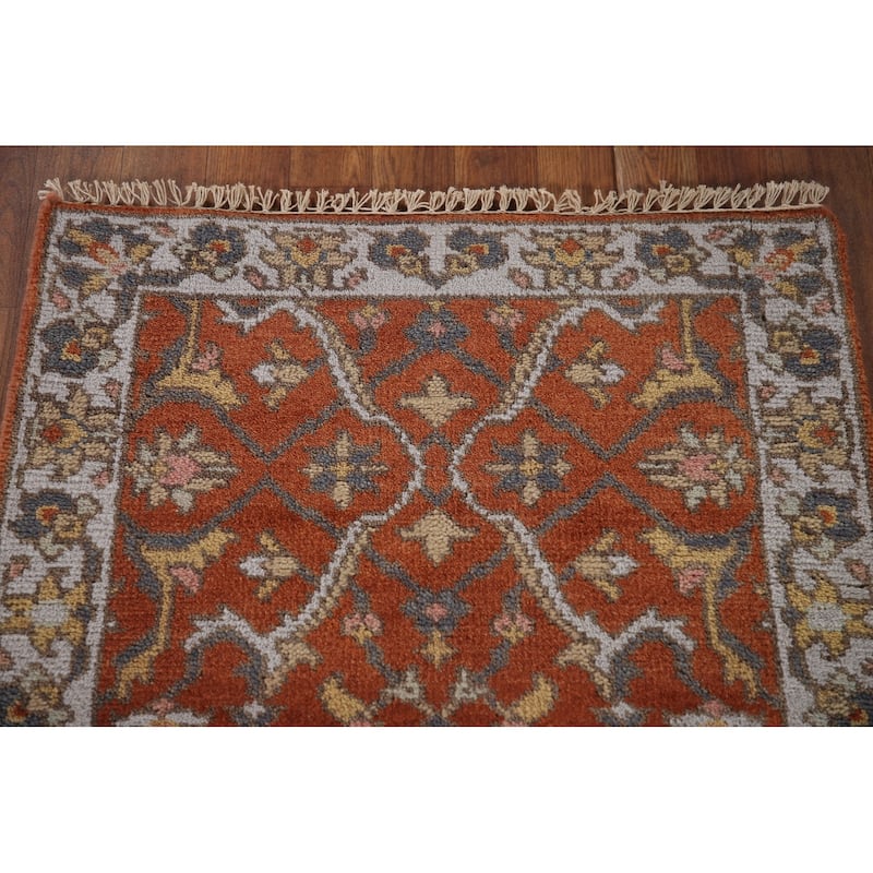 Orange Heriz Serapi Indian Area Rug Hand-knotted Wool Carpet - 2'7"x 5'11"