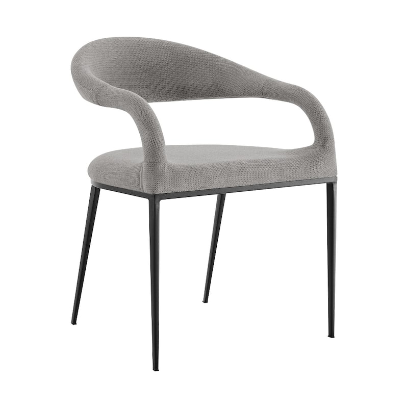 Metal Dining Armchairs with Polyester Upholstery Open Back, Set of 2 - 22” x 21” x 30” (D x W x H)