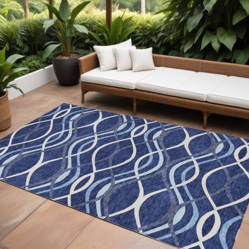 HomeRoots Abstract Transitional Rectangle Outdoor Rug - 8' X 10'