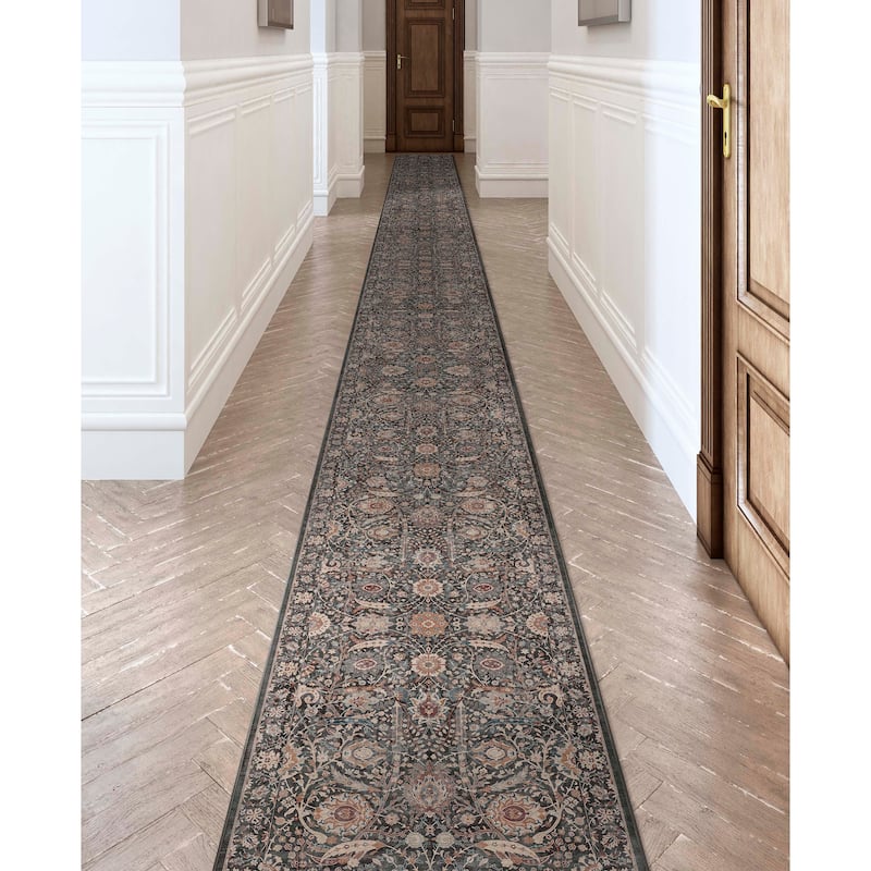 Well Woven Vintage Liana Flat-Weave Area Rug - 3'11" x 9'10" Runner - Charcoal Grey