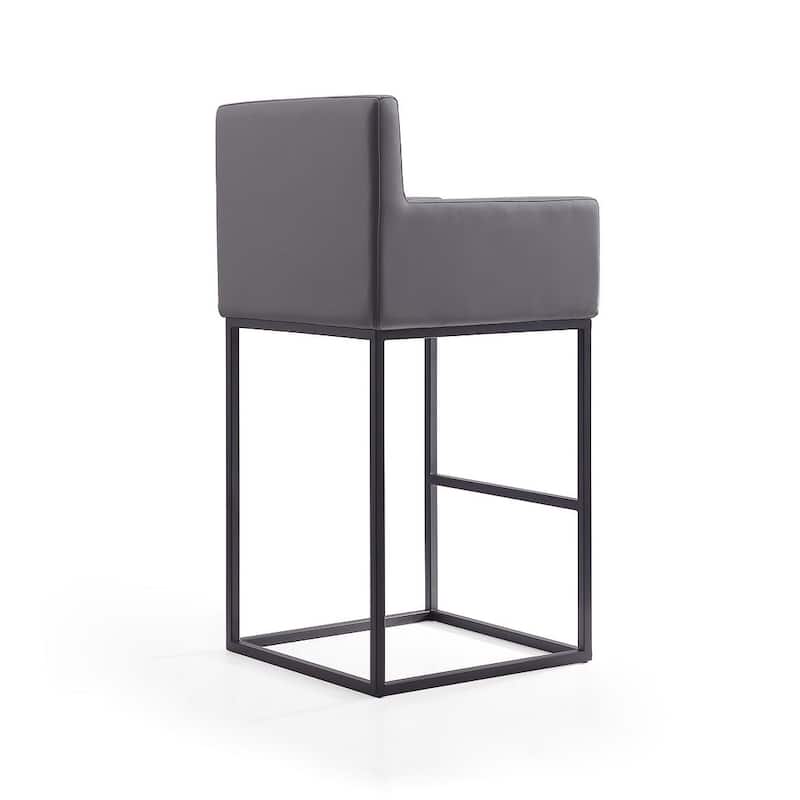 Manhattan Comfort Ambassador 42 in. Black Metal Barstool (Set of 2)