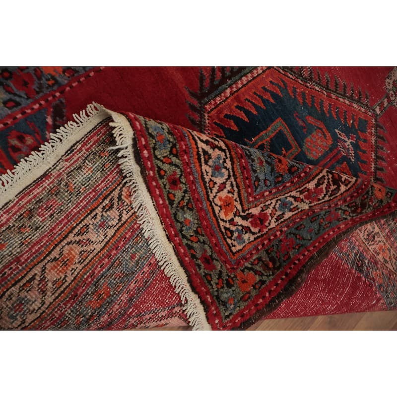 Hand Knotted Oriental 100% Wool Carpet Traditional Geometric Red Heriz Runner Rug - 17' 1'' X 3' 3''