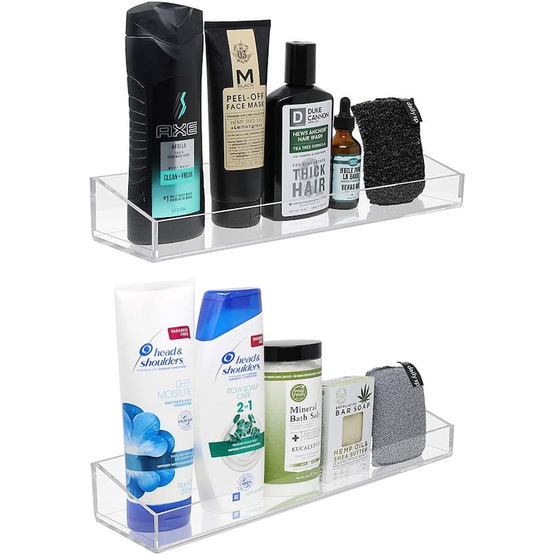 Acrylic Bathroom Floating Display Shelves, Clear Shelf Storage