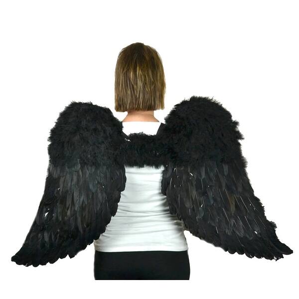 Shop 43 Black Feather Accented Wings Halloween Costume Accessory One Size Fits Most One Size Overstock 22621828