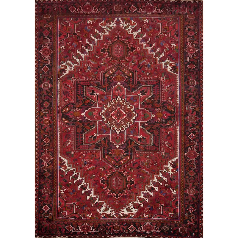 Hand Knotted Oriental 100% Wool Carpet Traditional Medallion Red Heriz Area Rug - 12' 9'' X 10' 4''
