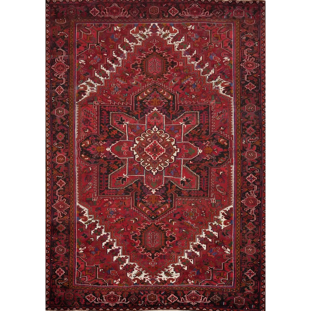 Hand Knotted Oriental 100% Wool Carpet Traditional Medallion Red Heriz Area Rug - 12' 9'' X 10' 4''
