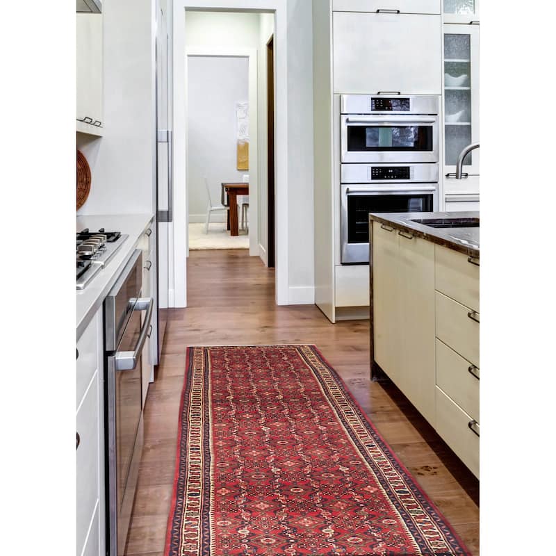 ECARPETGALLERY Hand-knotted Andelz Red Wool Rug - 2'6 x 12'7
