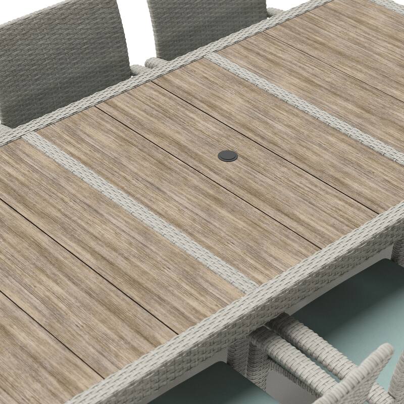 Portofino Comfort 14 Piece Sunbrella Outdoor Patio Sectional Seating & Dining Set With Fire Table