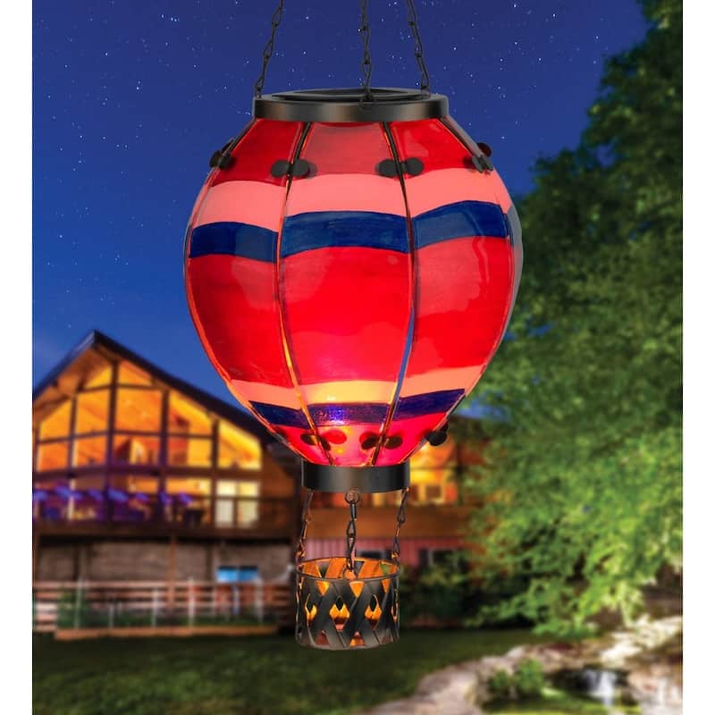 Hot Air Balloon Solar Lantern LG - Stripe - 7.5''x7.5''x23.5''