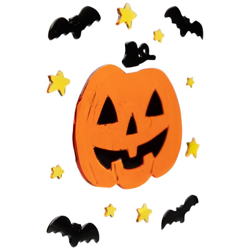 Jack O' Lantern and Bat Halloween Gel Window Clings - 18pc