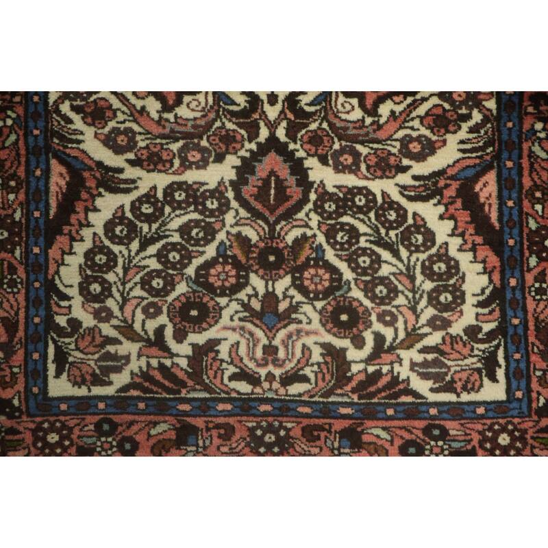 Hand Knotted Oriental 100% Wool Carpet Traditional Tribal Beige & Ivories Hamedan Runner Rug - 6' 8'' X 2' 10''