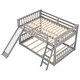 preview thumbnail 5 of 12, Floor Bunk Bed with Slide, Ladder Full Over Full Low Bunk Bed