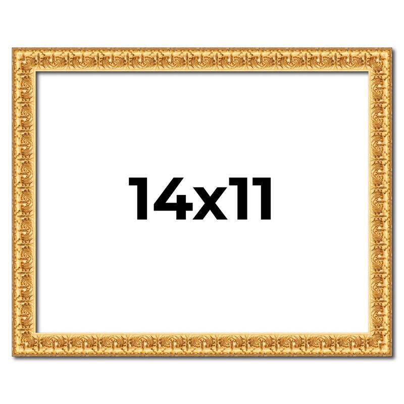 14x11 Frame Gold Real Wood Picture Frame Width 1 inches | Interior