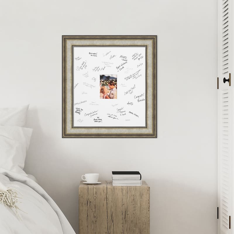 Mezzanine Signature Mat Picture Frame - Autograph Photo Frame Guest Book Alternative for Weddings, Graduations, or Retirement