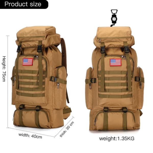70l Hiking Backpack for Men Waterproof Military Camping Rucksack Travel  Daypack - Bed Bath & Beyond - 40325084